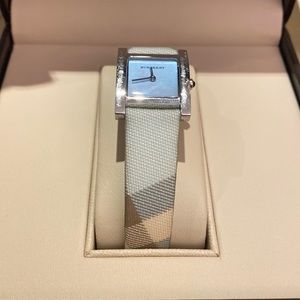 Baby blue Burberry plaid watch